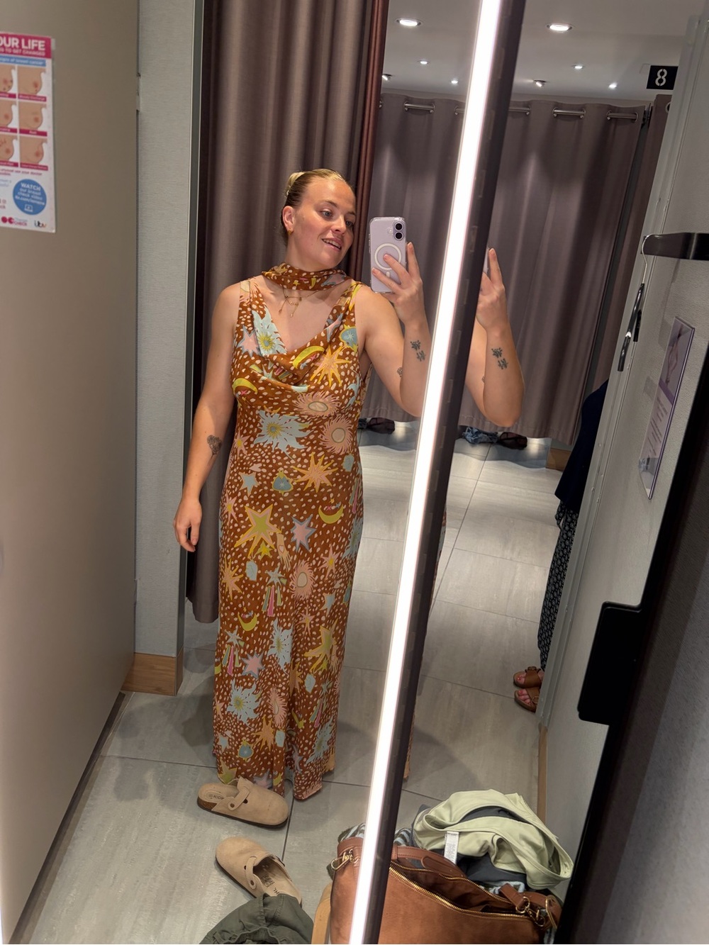 Never Fully Dressed Brown Multi Star & Floral Maxi Dress